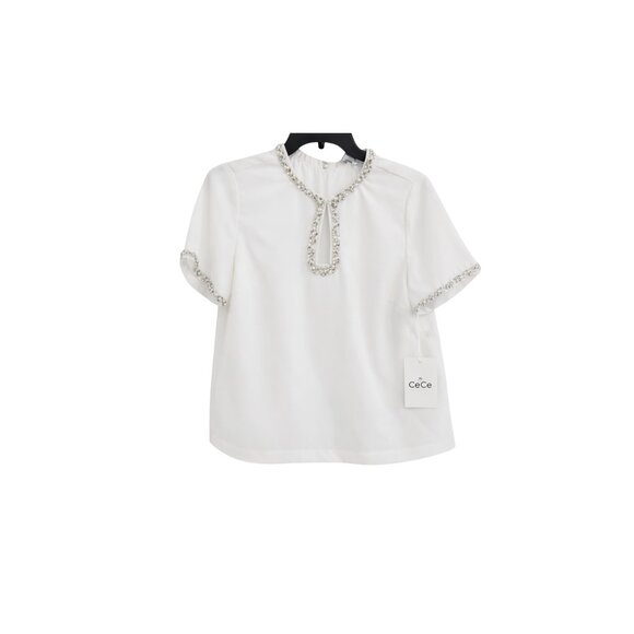 CeCe White Pearl Embellished Blouse | Work to Party | NWT - Picture 3 of 4